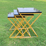 X Pattern Nesting Table Set black - Set of 3