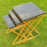 X Pattern Nesting Table Set black - Set of 3