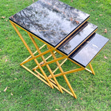 X Pattern Nesting Table Set black - Set of 3