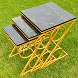 Diagonal Circle Nesting Table Black - Set of 3