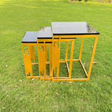 Multi-Pillared Nesting Table Set Black - Set of 3