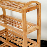 Rustic Bamboo Shoe Rack with Curved Top