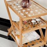 Shortened Shelf Beach Wood Cubic Designed Serving Trolley