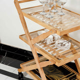 Compressed Slab Beach Wood Serving Trolley