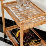 Compressed Slab Dareg Wood Serving Trolley