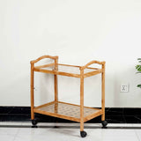 Rectangular Designed Dareg Wood Serving Trolley