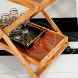 Compressed Slab Dareg Wood Serving Trolley