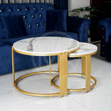 Set of 2 - White Sleek Pillared Centre Table