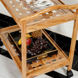 Rectangular Designed Dareg Wood Serving Trolley