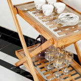 Compressed Slab Dareg Wood Serving Trolley