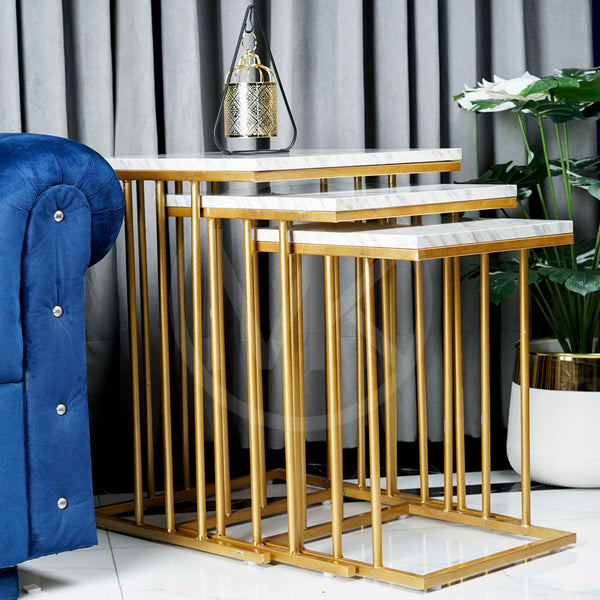 Multi Set Table Multi-Tiered Nesting Table Set White - Set of 3 – MK Furniture Factory