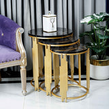 Round Sleek Nesting Table Set Black - Set of 3