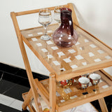 Shortened Shelf Beach Wood Cubic Designed Serving Trolley