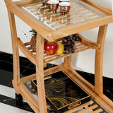 Extended Shelf Beach Wood Serving Trolley