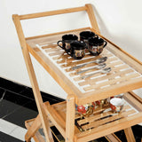 Shortened Shelf Beach Wood Slab Designed Serving Trolley