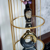 Birdcage-Inspired Corner Shelf - 4 Layered