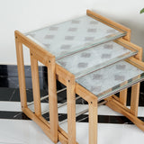 Wooden Nesting Table Glass Top - Set of 3