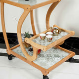 Lifted Shelf Beach Wood Serving Trolley