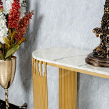 Vertical Slats Console Table - White