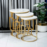 Geometric Nesting Table Set White - Set of 3