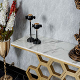 Honeycomb Motif Console Table - White