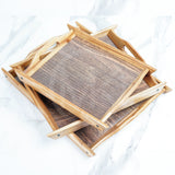 Set of 3 wooden Trays - Light Brown