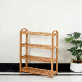 Rustic Bamboo Shoe Rack with Curved Top