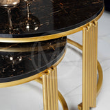 Set of 2 - Black Sleek Pillared Centre Table