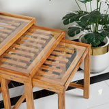 Wooden Nesting Table Compressed Slab designed - Set of 3