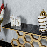 Honeycomb Motif Console Table - Black