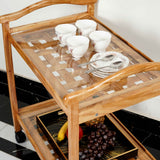 Rectangular Designed Dareg Wood Serving Trolley