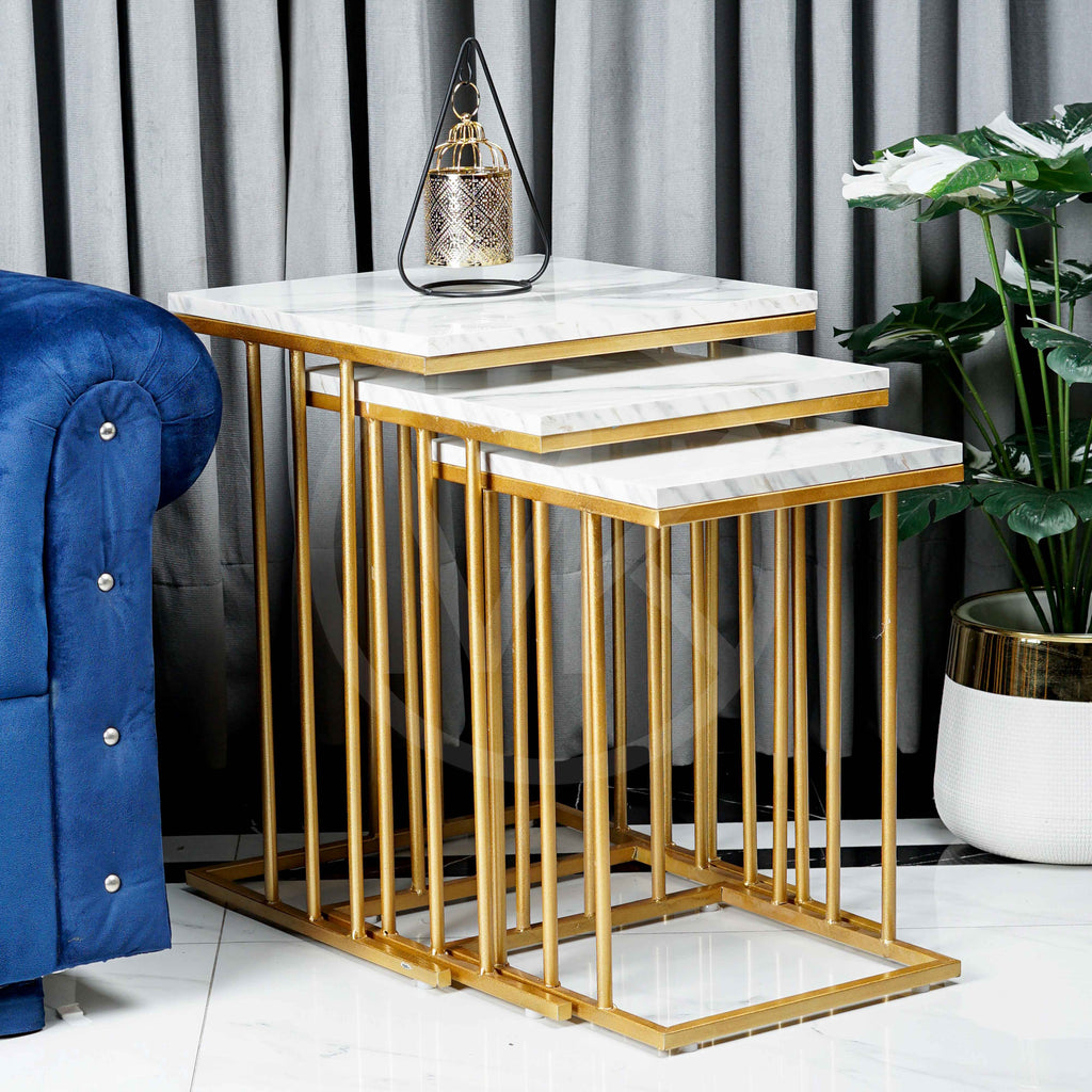 Multi Set Table Multi-Tiered Nesting Table Set White - Set of 3 – MK Furniture Factory