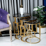 Geometric Nesting Table Set Black - Set of 3