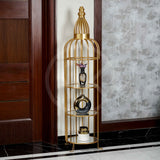 Extended Top Birdcage-Inspired Corner Shelf - 3 Layer