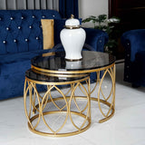 Set of 2 - Black Oval Design Centre Table