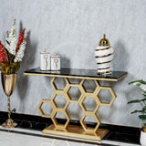 Honeycomb Motif Console Table - Black