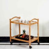 Rectangular Designed Dareg Wood Serving Trolley