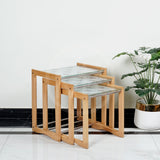 Wooden Nesting Table Glass Top - Set of 3