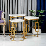 Geometric Nesting Table Set White - Set of 3