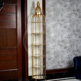 Extended Top Birdcage-Inspired Corner Shelf - 5 Layer