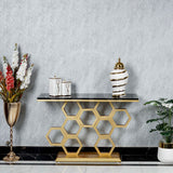 Honeycomb Motif Console Table - Black