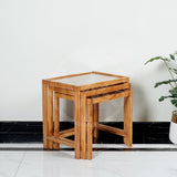 Wooden Nesting Table Compressed Slab designed - Set of 3