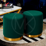 Ottoman Set - Plain Zink Green with Golden Lower Border