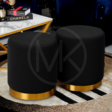 Ottoman Set - Plain Black with Golden Lower Border
