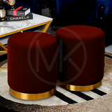 Ottoman Set - Plain Maroon with Golden Lower Border