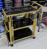 Multi Pillared MDF Shelves Tea Trolley